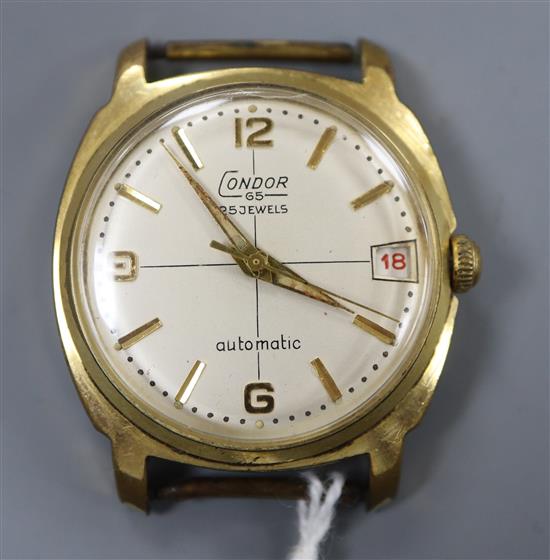 A gentlemans steel and gold plated Condor automatic wristwatch, with date aperture, strapless.